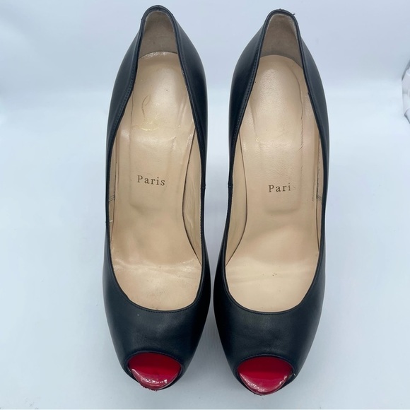 Christian Louboutin Black Leather Peep toe Highness pumps 160mm 39.5 - Picture 3 of 13